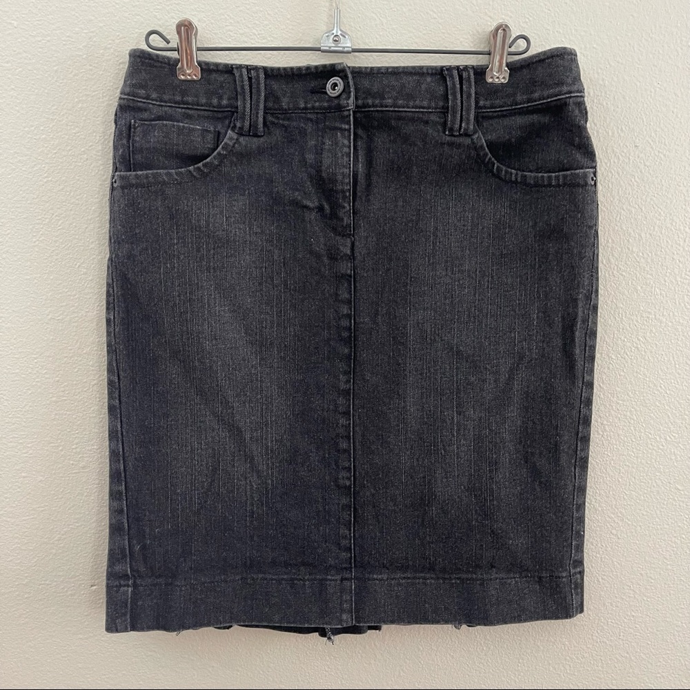 Loft Black Denim Pencil Skirt, Size 2, EUC